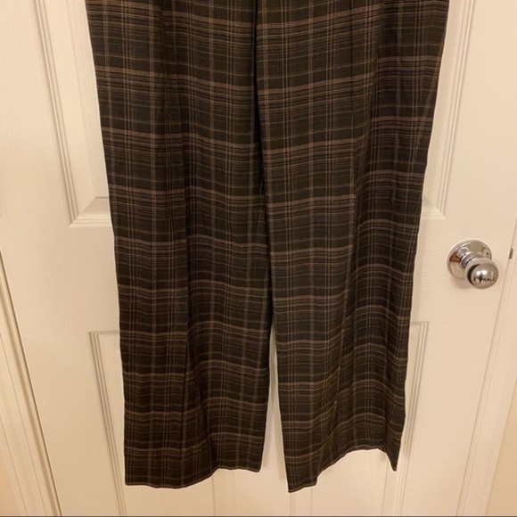 VINCE Classic Plaid Print Trousers in Black Size 8 - Picture 6 of 11